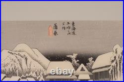 Utagawa Hiroshige Woodblock Print Evening Snow at Kanbara 1933-34 Woodblock