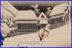 Utagawa Hiroshige Woodblock Print Evening Snow at Kanbara 1933-34 Woodblock