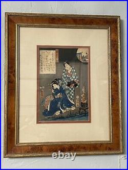 Utagawa Kunisada I, Japanese woodblock print antique Toyokuni III Framed