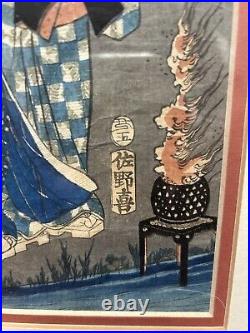 Utagawa Kunisada I, Japanese woodblock print antique Toyokuni III Framed