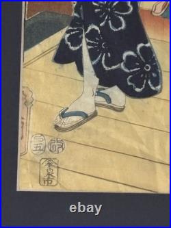 Utagawa Kunisada -Japanese Woodblock Print 1857 Women Getting Ready Antique