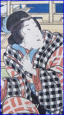 Utagawa Kunisada (toyokuni Iii) 19 C Japanese Ukiyo-e Wood Block Print Triptych