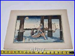 Utagawa Kuniyoshi Tsukuda Island Japanese Scenic Woodblock Print 10x14