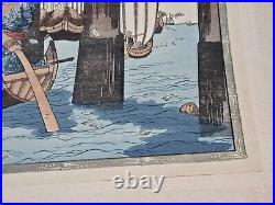 Utagawa Kuniyoshi Tsukuda Island Japanese Scenic Woodblock Print 10x14