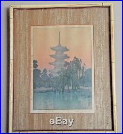 VTG'Pagoda in Kyoto' 1942 Japanese Framed Woodblock Print by Toshi Yoshida