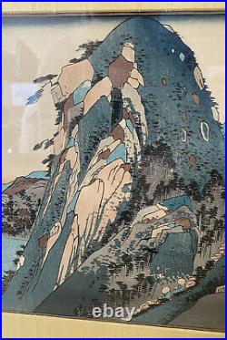 Vintage/Antique Hiroshige Hakone The Lake Japanese Framed Woodblock Print