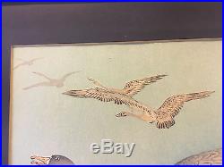 Vintage Antique Ohara Koson Shoson Japanese Woodblock Print Wild Geese in Flight