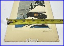 Vintage Hasui Kawase Japanese Woodblock Print Titled Snowy Cottage Rare