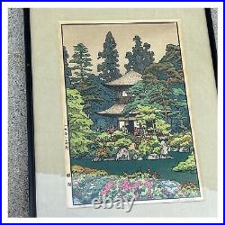 Vintage Japanese Art Toshi Yoshida Silver Pavilion Koyoto Framed Woodblock print