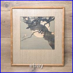 Vintage Japanese Art Woodblock Print Plum Blossom Moon Takahashi Biho 15x16