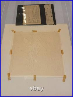 Vintage Japanese Embossed Woodblock Print by Haku Maki  Poem 70-5