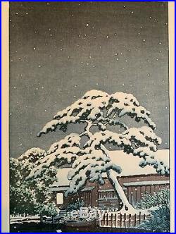 Vintage Japanese Hasui Kawase Woodblock Print Snow at Funabori