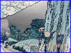 Vintage Japanese Woodblock Katsushika Hokusai -Mishima Pass in Kai Province 70's