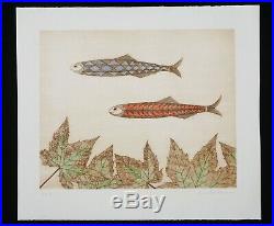 Vintage Japanese Woodblock Print 54/75 Two Fish by Keiko Minami (1911-2004)(HRo)