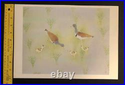 Vintage Japanese Woodblock Print Atsuyuki Uemura Ducks Birds 14 3/8 X 10 1/8 in