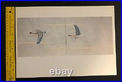 Vintage Japanese Woodblock Print Atsuyuki Uemura Wild Goose 14 3/8X10 1/8 in