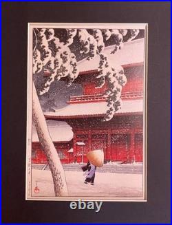 Vintage Japanese Woodblock Print By Kawase Hasui Zojoji Temple In Snow