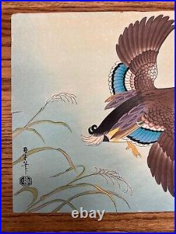 Vintage Japanese Woodblock Print Mallard Duck by Asada Benji Ca. 1950
