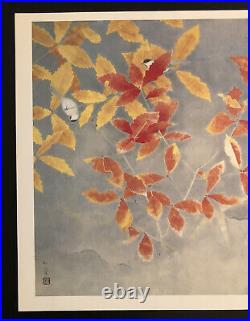 Vintage Japanese Woodblock Print Shoko Uemura Akino Birds 14 3/8 X 10 1/8 inch