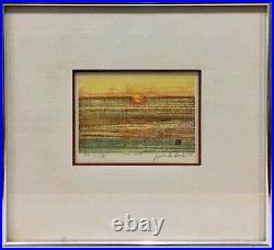 Vintage Joichi Hoshi Woodblock Print Sun Set 1971 Signed Numbered Dated