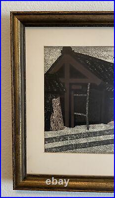 Vintage Original Kiyoshi Saito Japanese Woodblock Print Framed Signed Tea House