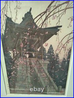 Vintage Signed Toshi Yoshida Heirinji Temple Bell Japanese Woodblock Art Print