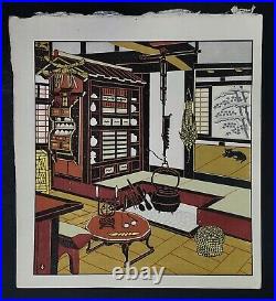 Vintage Taizo Minagawa Japanese Modernist Woodblock Print Mikumo