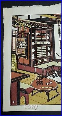 Vintage Taizo Minagawa Japanese Modernist Woodblock Print Mikumo