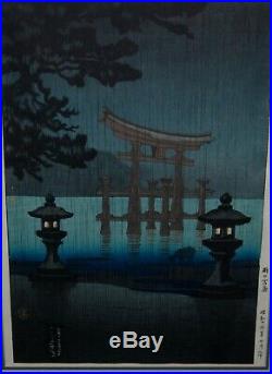 Vintage Tsuchiya Koitsu Miyajima In The Rain Japanese Woodblock Print Hasui