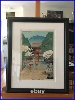 Vintage signed Japanese Woodblock Print Spring in Kurama Temple Asano Takeji