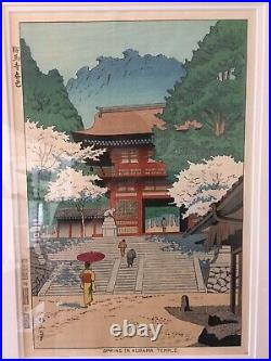 Vintage signed Japanese Woodblock Print Spring in Kurama Temple Asano Takeji