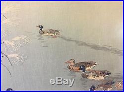 Vtg Antique Ohara Koson Shoson Japanese Woodblock Print Ducks in a Pond Autumn