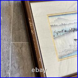 Vtg Framed Utagawa Hiroshige Japanese Woodblock Print Set Of 5