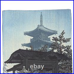 Vtg Kawase Hasui Japanese Woodblock Print Zentsu Ji Temple Rain Raining Signed