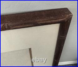 Vtg Lot 2 Ukiyo-E Woodblock Print Blue Iris Chrysanthemums Bamboo Frame Japan