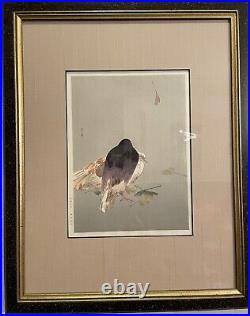 WATANEBE SEITEI Japanese Woodblock Print Art Beautiful Bird Original