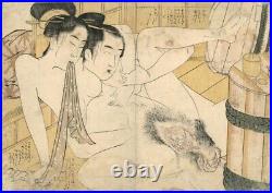WB Eiri Japanese Asian Antique Erotic Shunga Woman Naked Woodblock Prints 1801s