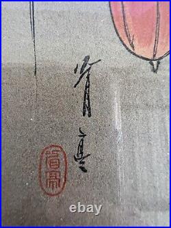 Wantanabe Shotei Japanese Artist Original Antique Silk Woodblock Print