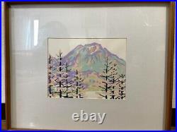 Woodblock Print Saburo Miyata? Japanese Beautiful Mountain Framed