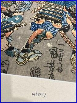 Woodblock Print Utagawa Kuniyoshi Ashikaga Fleet Sailing Into Attack Nitta