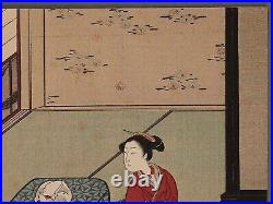 Woodblock print by Harunobu KOTATSU NO NIBIJIN (Two Beauties at the Brazier)