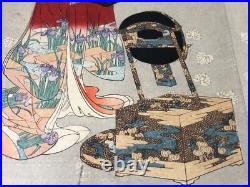 Y7855 WOODBLOCK PRINT Chikanobu triptych beautiful woman Japan Ukiyoe antique