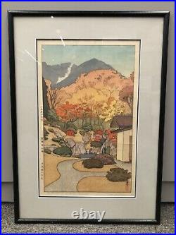 Yoshida Toshi Autumn in Hakone Museum Japanese Woodblock Print Framed 1911-1995