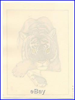 Yoshida Toshi JAPANESE Woodblock Print SHIN HANGA Tiger