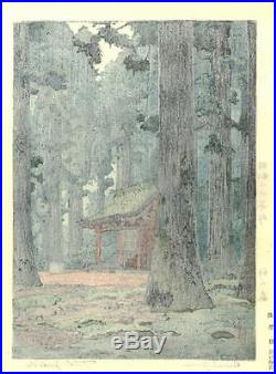 Yoshida Toshi Kami no mori (The forest of God) Japanese Woodblock Print