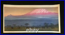 Yoshida Toshi, Kilimanjaro, morning, 1977, original print, japanese woodblock