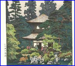 Yoshida Toshi Silver Pavilion Kyoto (Ginkaku Ji) Japanese Woodblock Print