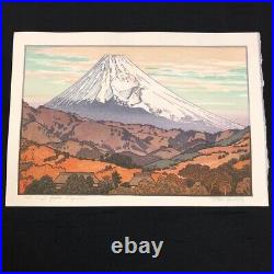 Yoshida Toshi Vintage Woodblock Print Mt. Fuji from Nagaoka Cloud Used from JP