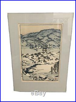 Yoshida Toshi Yukiguni Snow Country 1917 Japanese Woodblock Print Rare F/S