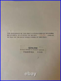 Yoshitora 1868 Japanese Woodblock Tipped-In Print CROSSING OF RIVER AT KINAYA